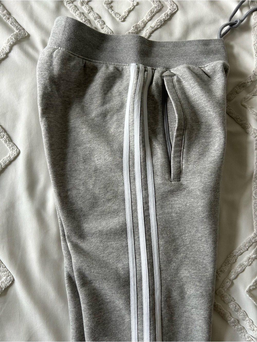 adidas Light Gray Joggers with White 3-Stripes - Picture 5 of 10